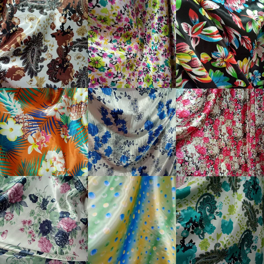 

DIY Sewing Fabric Soft Decoration Satin Silky cloth glossy Lining craft Tilda Doll Charmeuse Fabric stylish Pattern