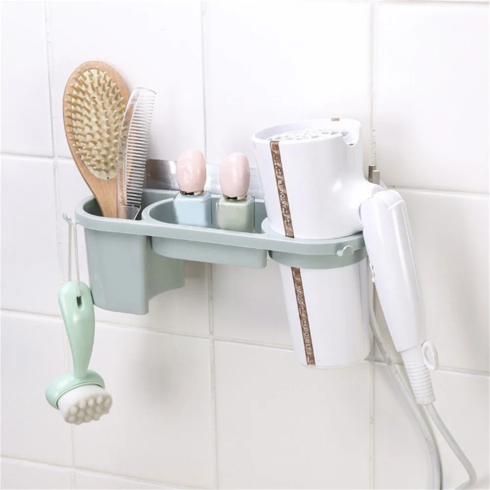 

Bathroom Wall-Mounted Suction Cup Hair Dryer Holder Shelf Stand Comb Rack PP Storage Organizer Strong Sucker Drop Shipping