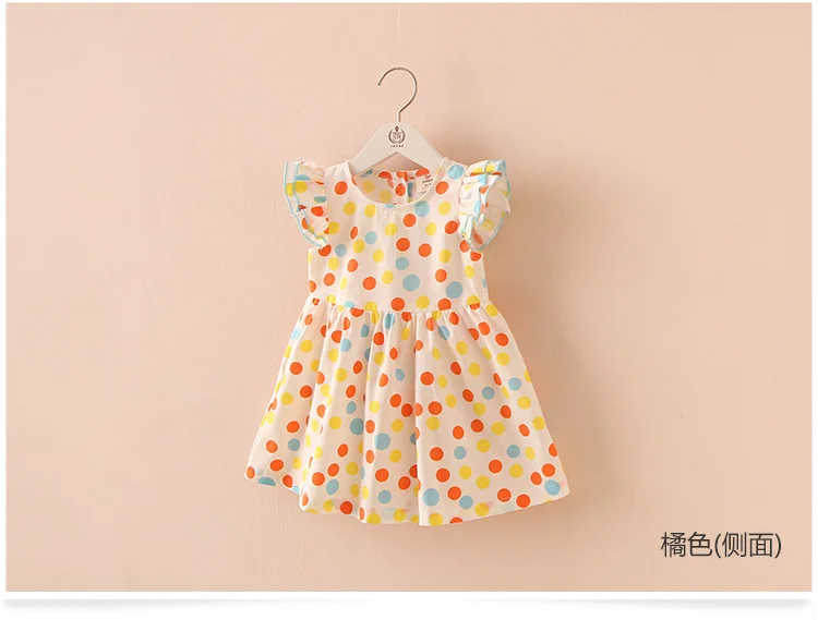 2018 Summer 2-10 Years Beautiful Pretty Sweet Children Baby Kids Pleat Short Fly Sleeve Party Prom Polka Dot Dresses For Girls (4)