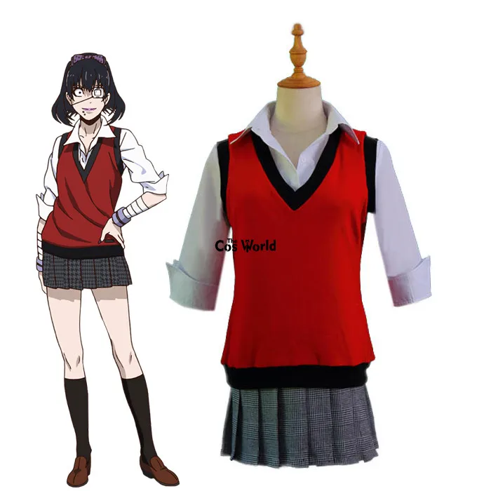 Comics Kakegurui Compulsive Gambler Ikishima Midari школьная форма свитер жилет пальто рубашка юбка
