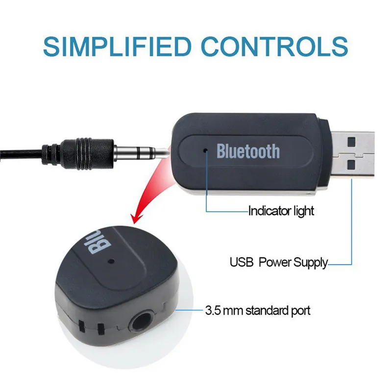 Автомобильный адаптер Kebidumei USB Bluetooth Aux аудио приемник универсальный