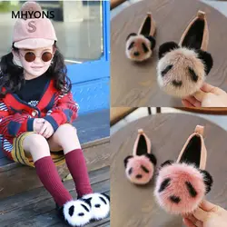 MHYONS/2018 Новый осень-зима обувь для девочек Дети милые панды помпоном обувь девушка Повседневное обувь принцессы детские кожаные кроссовки