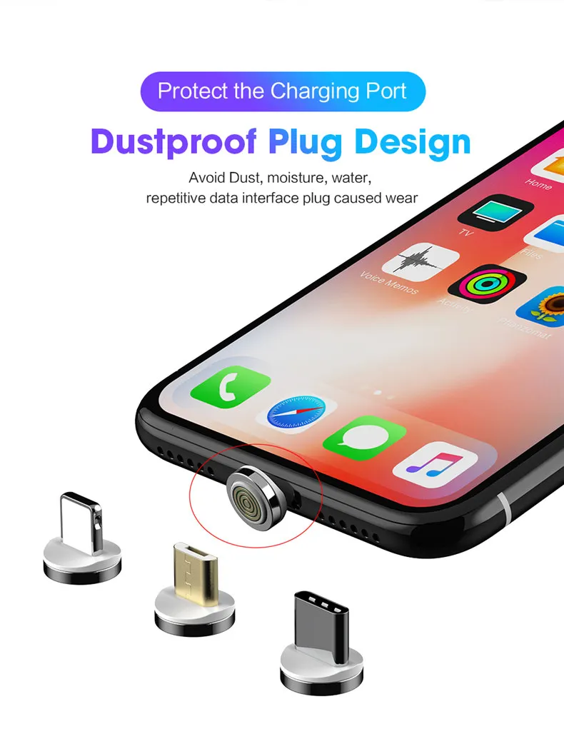 Магнитный кабель быстрой зарядки 3A QC 4,0 3,0 Micro usb type c 3 в 1 Дата для Iphone x samsung xiaomi Android SIKAI