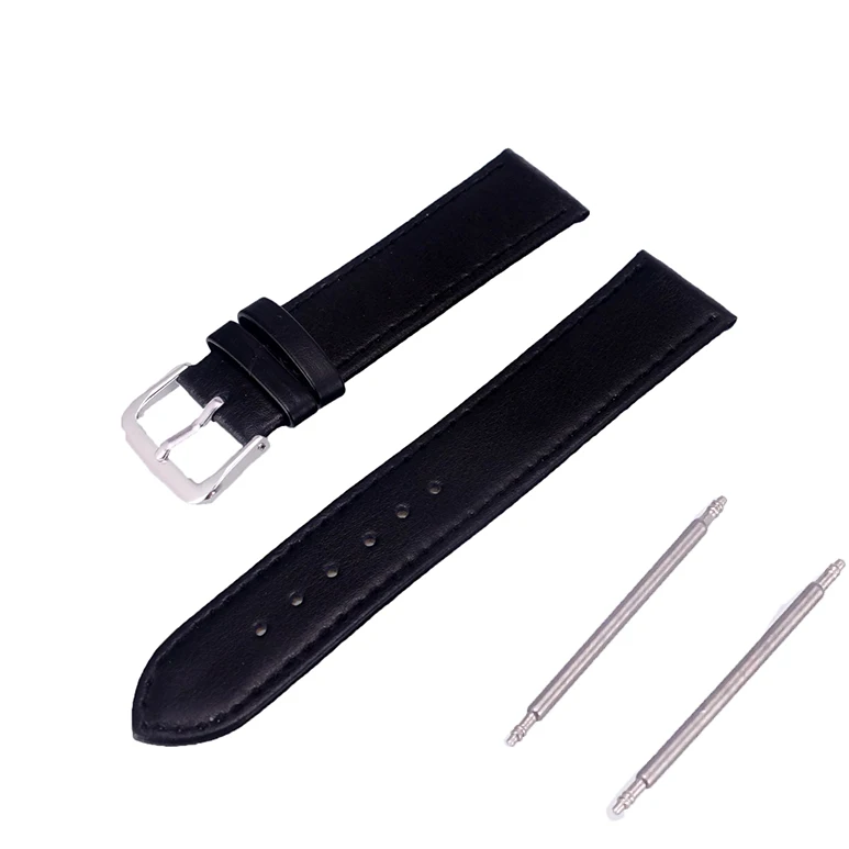 

Men Women Black Watch Bands 12mm,14mm,16mm,18mm,20mm,22mm 24mm Soft Sweatband Leather Watch Strap Steel Buckle Wrist Bands