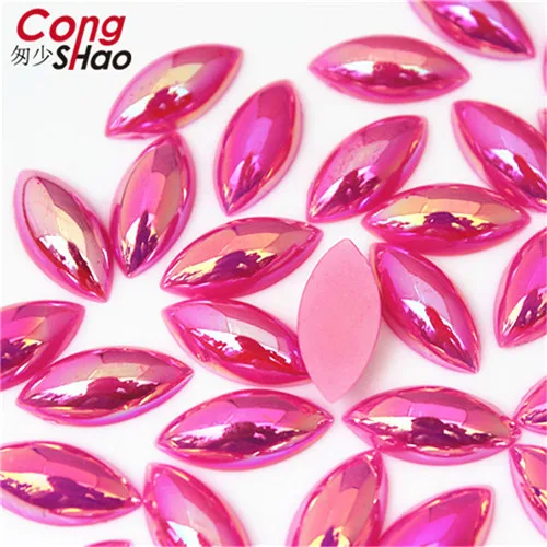 Cong shao 300 шт 7*15 мм AB Красочные Acrylic Форма Акриловые стразы камни и кристаллы Flatback DIY для костюм ручной работы CS447 - Цвет: Fuchsia AB