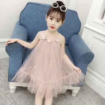

Girls Dress Toddler Wedding Elegant Summer Dresses for Kids Children 2019 Mesh Stars Sleeveless 2 to 11 Years
