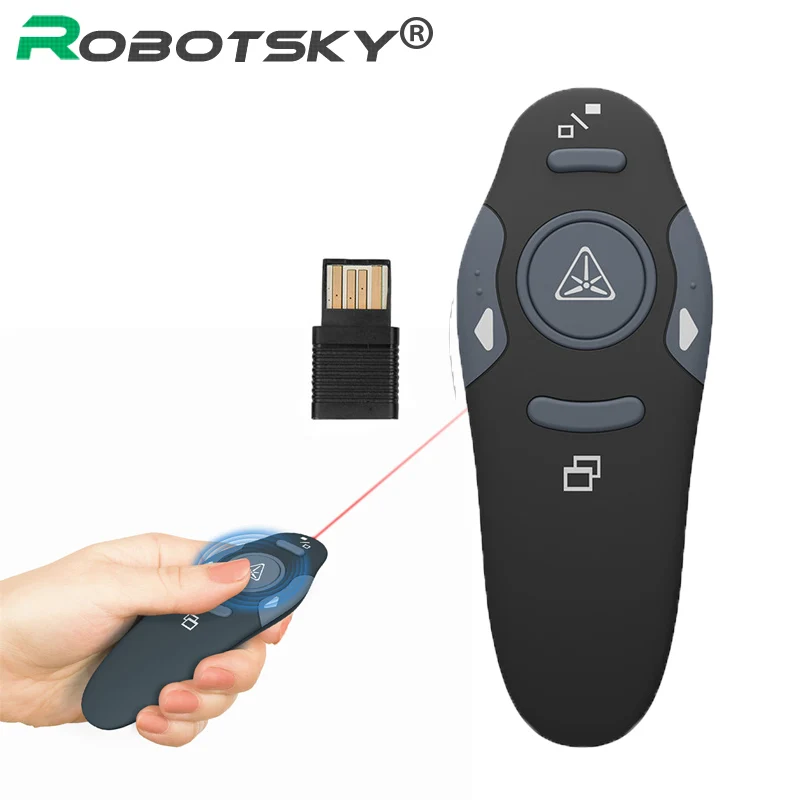 Robotsky 2,4G USB Беспроводной Ведущий красная лазерная указка PPT пульт дистанционного управления для презентаций Powerpoint