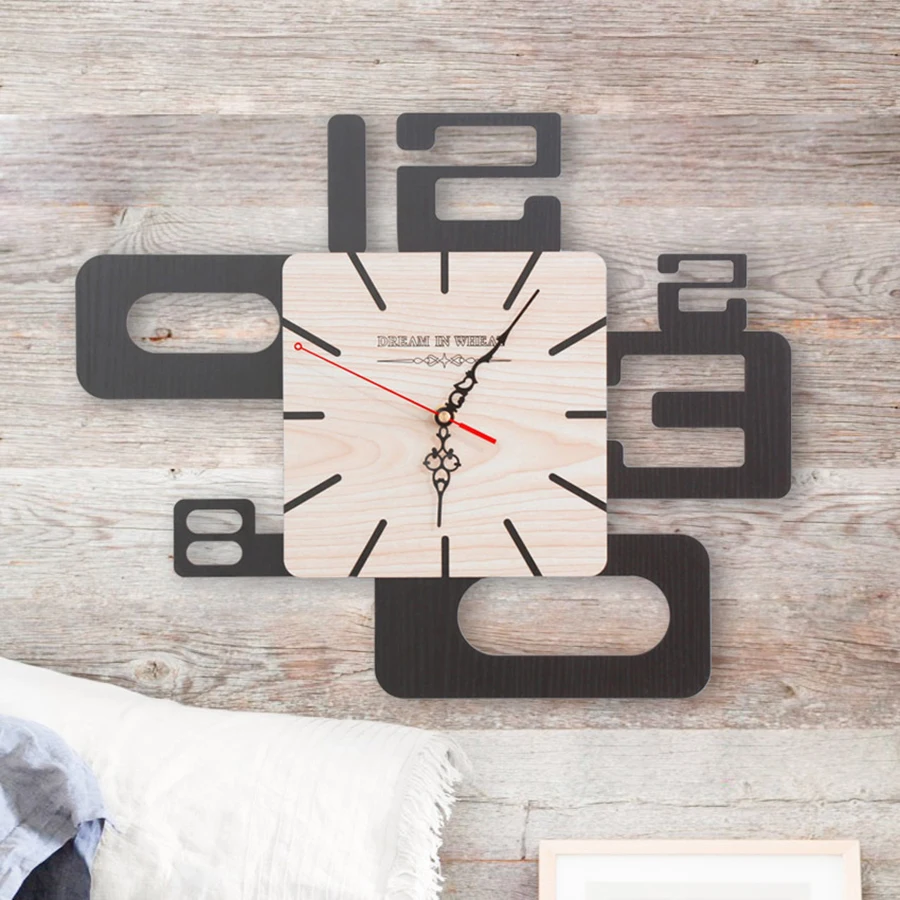 

Large Watch Wall Clock Modern Design Kitchen Antique Wood Silent Clocks Home Saat Wall Watch Klok Living Room Decoration Clocks