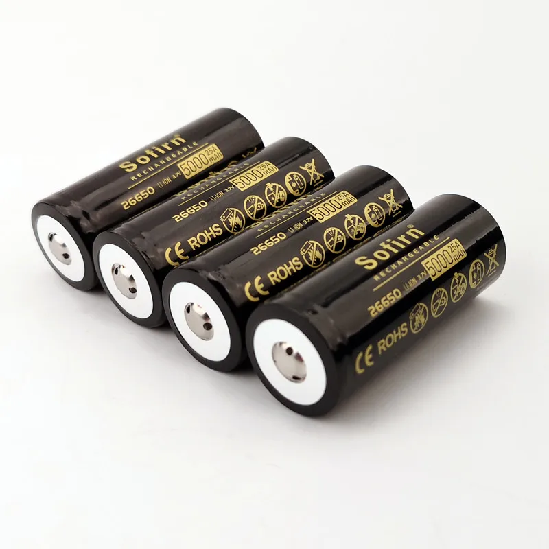 Sofirn Высокая дренажная 26650 батарея 5000mAh 25A разрядная мощность 5C 3,7 V перезаряжаемые батареи Высокая емкость литиевая батарея