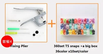 

Free Shipping Snap Pliers +T5 Snap Plastic Buttons Poppers Tool Kit 36 Colors Snap Pliers Press DIY