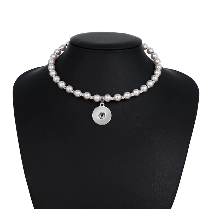 NEW Fashion Rhinestone Crystal Snap Necklace Torques Collar Beauty fit 18MM snap buttons jewlery DJ0151