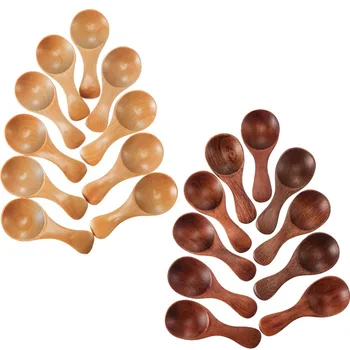 

20Pieces Small Wooden Spoons Mini Condiments Sugar Seasoning Salt Honey Teaspoon Coffee Tea Jam Mustard Ice Cream Wood Spoons