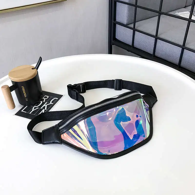 

2019 Fashion Belt Bum Bag Transparent Clear Punk Holographic Fanny Pack Laser Waist Pack for Women