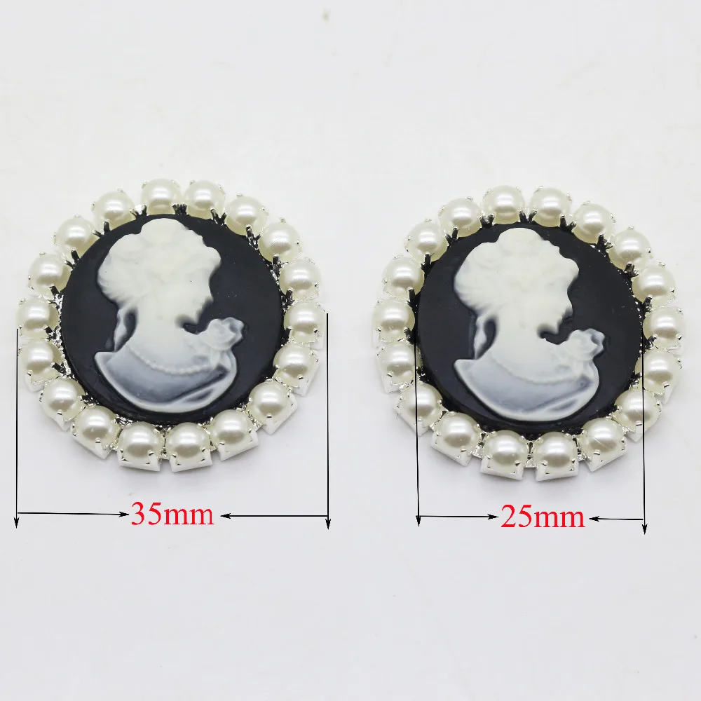 

New 5 Pcs/Package 35mm Pearl Buttons Black Beauty Head DIY Accessories Free Delivery
