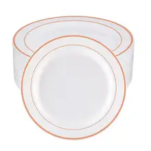 25 шт Пластиковые вечерние тарелки с ободком из розового золота~ одноразовые сверхпрочные обеденные тарелки и десертная закуска необычные свадебные тарелки