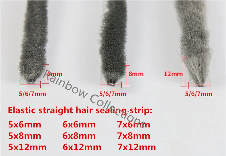 5-6-7mm-10M-lot-Elastic-straight-hair-sealing-strip-Door-Window-Groove-Nylon-Pile-Brush - 
