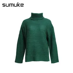 SUMUKE осень-зима Для женщин пуловеры свитер вязаный эластичность Повседневное джемпер моде тонкая водолазка теплые женские Для женщин