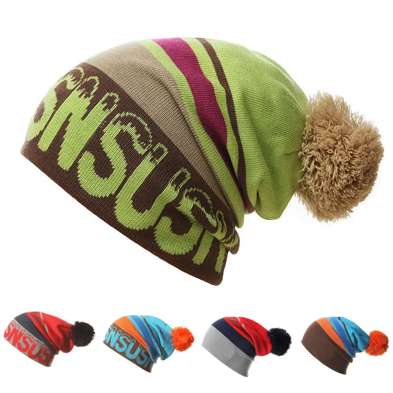 

2016 New Men Women Skiing Hats Warm Winter Knitting Skating Skull Cap Hat Beanies Turtleneck Caps Ski Cap Snowboard Hat