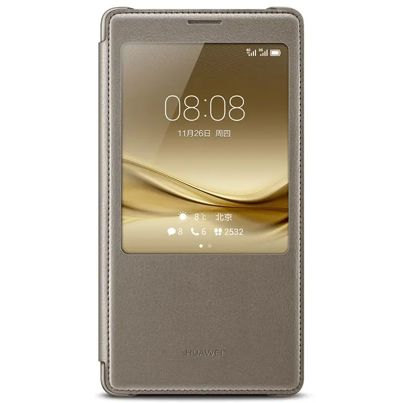 Чехол для huawei MATE 8, официальный смарт-чехол с полным окном, флип-чехол из искусственной кожи, чехол для телефона Funda huawei MATE8, чехол 6,0 дюйма - Цвет: Коричневый