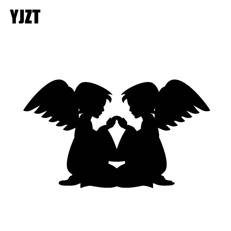 YJZT 14.8*8.7CM Lovely Baby Angels Get Together Car Sticke Silhoutte Decal Nice Design Black/Silver Covering The Body C20-1458 | Автомобили