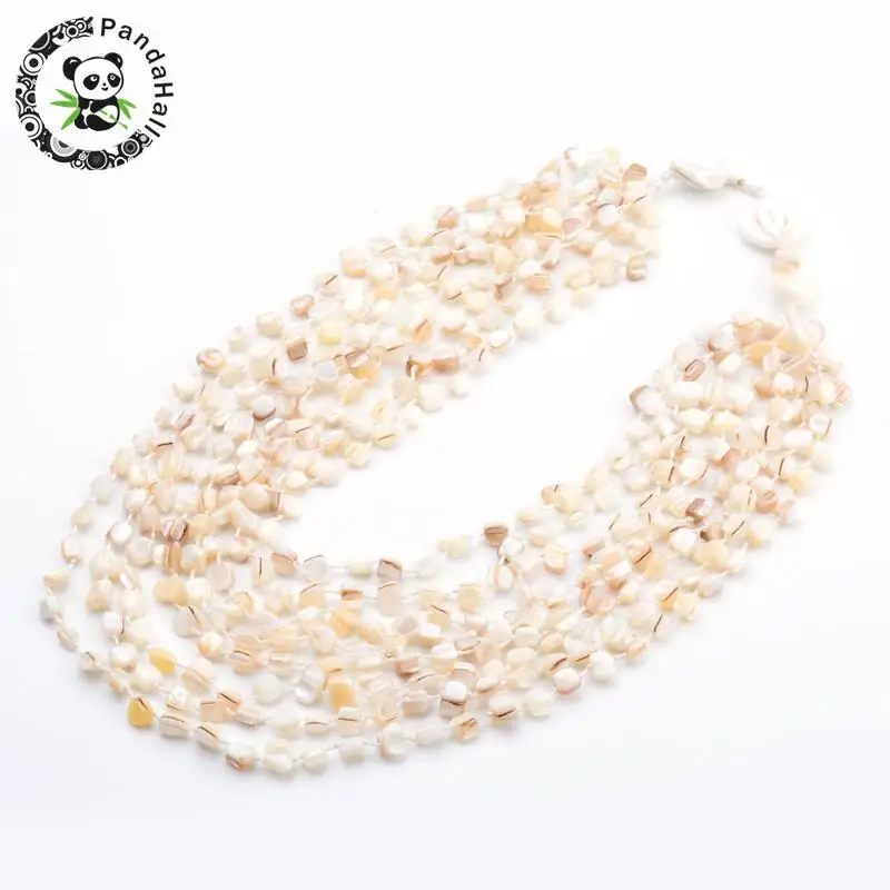 

Women's Natural Shell Multi-Layered Tiered Necklaces, LightYellow, 21