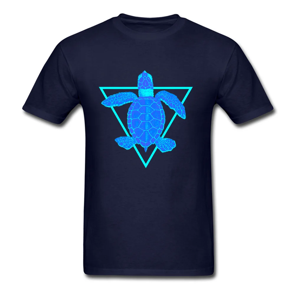 Blue turtle Top T-shirts Short Sleeve Crazy Coupons Men Summer/Fall Tops Shirts Crazy Tee-Shirt O Neck 100% Cotton Fabric Blue turtle navy