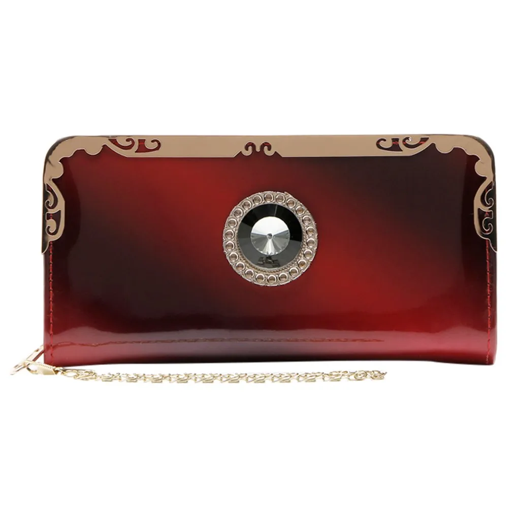 

wallet leather Fashion Women Long Patent Leather Gradient Color Bag Rainbow Purse Clutch Purse portefeuille femme cuir