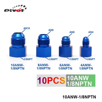 Pivot - Fitting Flare Reducer Female -1/8NPT to Male -10 AN Blue Oil/Fuel Fitting Adapter 10ANW-1/8NPTN