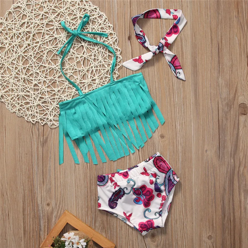 Купальный костюм из 3 предметов для маленьких девочек Танкини Комплект бикини |