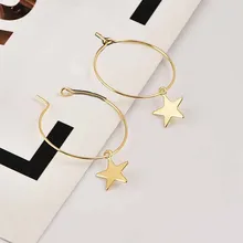 1 par de pendientes redondos de Color plata Simple de moda coreana para damas simples pendientes de declaración pendientes colgantes(China)