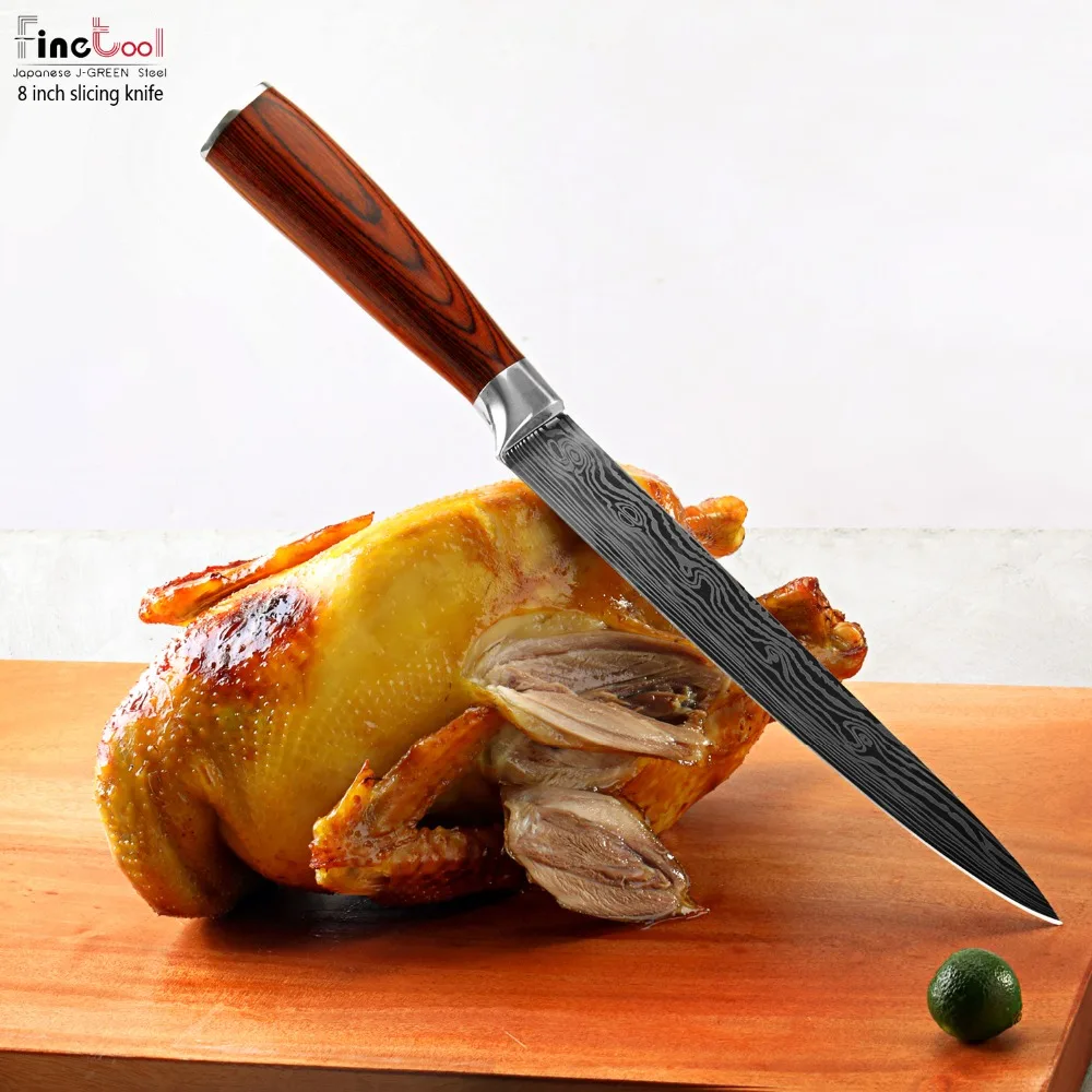 

8" inch Japan Kitchen Knife Stainless Steel Chef Slicing Fruit Knife Vegetable Fish Utility Knives Sharp Cleaver Slicing Knives