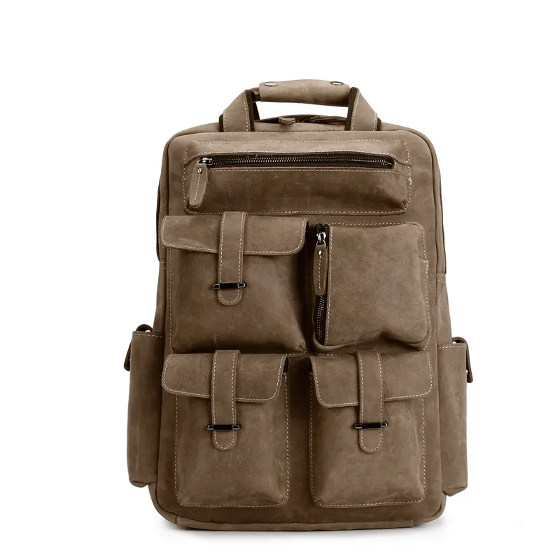Fashion Brown Große Schulter Msxy20179 Männlichen Echtem Yishen Reisetaschen Rucksack Männer Laptop Tasche Mit Case Vintage Leder Dark Kapazität khaki f8fqOTwHn