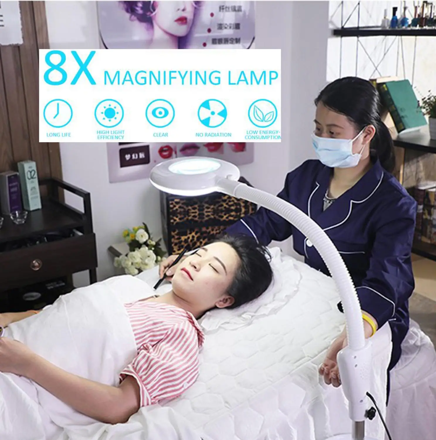 

Magnifying LED Floor Lamp with Stand Flexible Adjustable Height Cold Light Reading