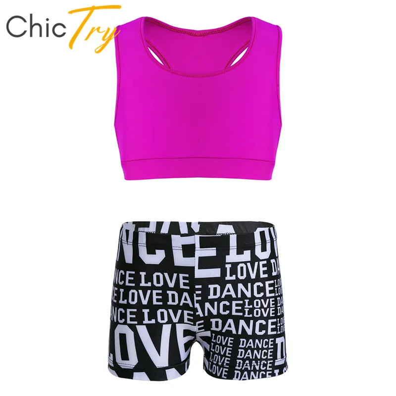 CHICTRY Children Girls 2 Piece Athletic Leggings with Crop Tops Outfits Sets for Gymnastics Sports Workout