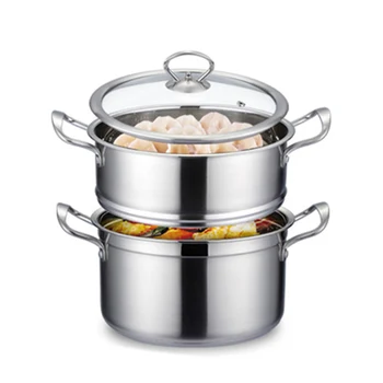

304 Stainless Steel Steamer Pot Using For Electromagnetic Furnace Double Layer Steamers Without Electricity Out Diameter 22