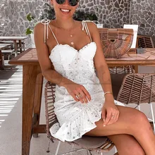 Cuerly 2019 summer lace crochet sundress party club ruffle cotton embroidery mini dress female vestidos L5 Cuerly 2019 summer lace crochet sundress party club ruffle cotton embroidery mini dress female vestidos L5