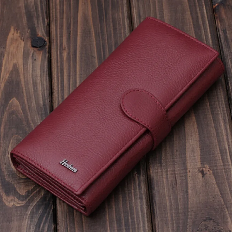  Free Shipping 100% Genuine Leather women's Long section of the multi-card wallet Retro purse.fashion Clutch Bag 