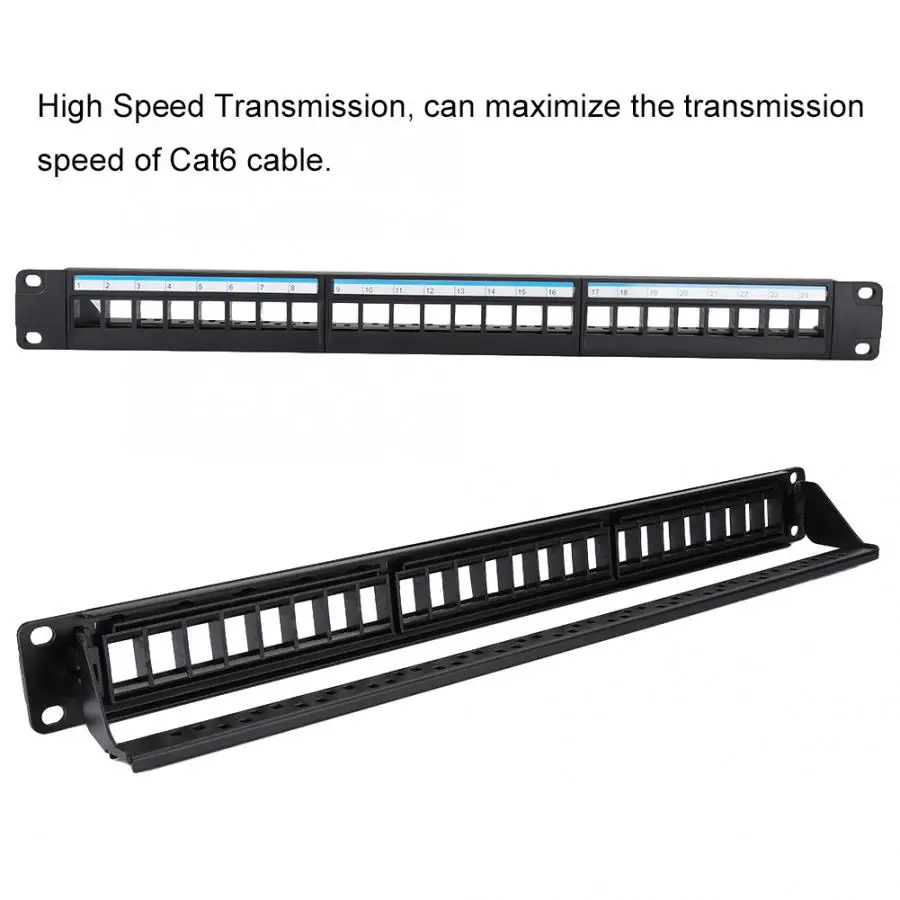 19 дюймов 24 Порты и разъёмы монтируемый данных Патч Панель CAT6 стойка для сетевых кабелей(не включает в себя модули с подробными данными о вызове) патч Панель