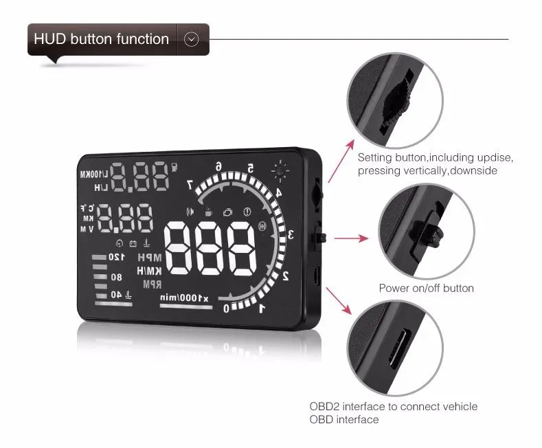 A8 OBD HUD всплывающего Дисплей интеллектуальный цифровой Скорость ometer инструмент автомобильной Температура Скорость и расход топлива Дисплей