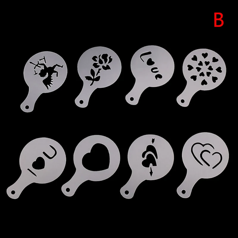 8 шт./компл. с принтом «сердце», «Любовь Кофе трафарет искусство латте трафарет Популярные 8* ко Дню Святого Валентина Рождественские торта капучино трафареты для выпечки печений латте Кофе пресс-форм