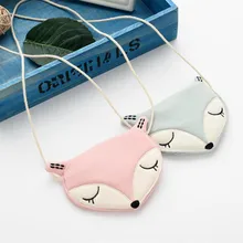 M482 милый мультфильм дети сумка розовый сине-белые хлопчатобумажная ткань лиса Форма прекрасный свежий сумка