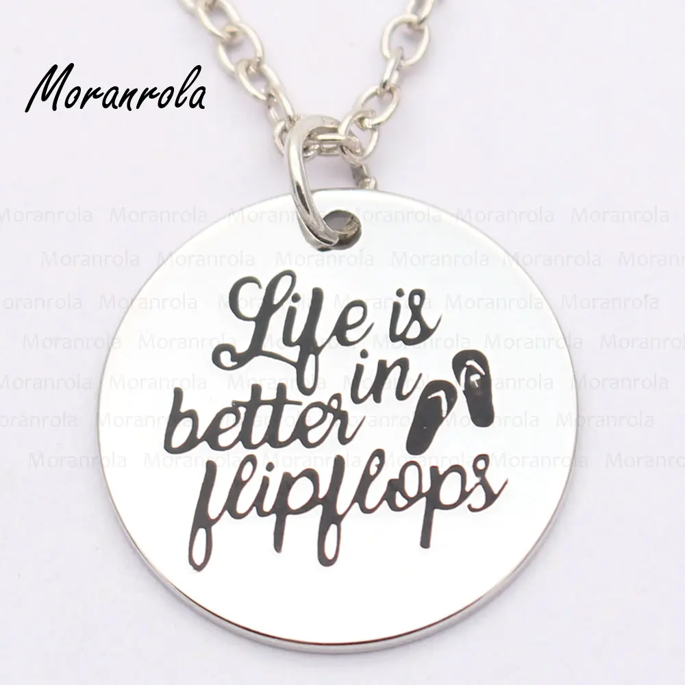

New arried "life is better in flip flops "Jewelry copper Necklace & Keychain Beach jewelry Summer charm Travel Saying necklace