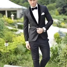 Портной костюмы одежда жениха slim fit темно-серый свадебный ужин