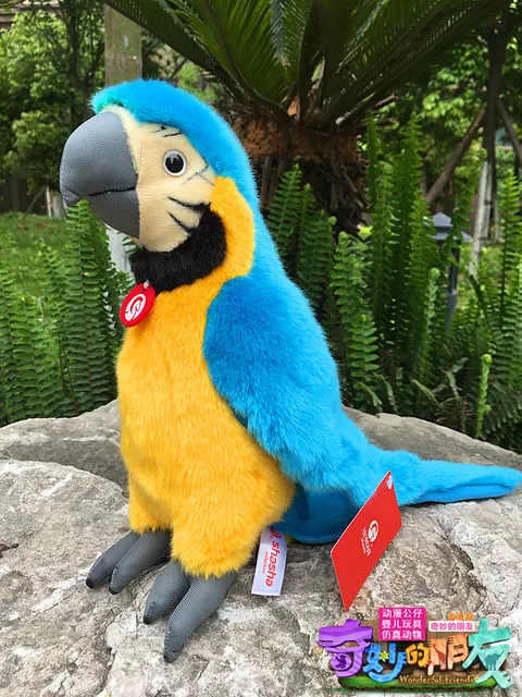 10 simulation macaw parrot stuffed animal toys soft blue and yellow