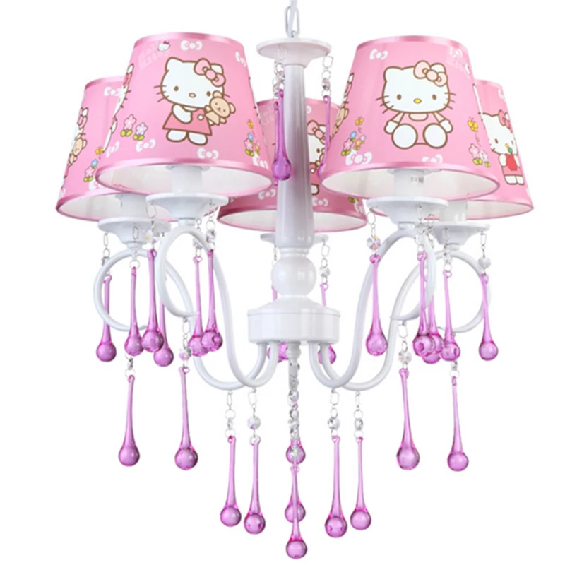 Girls room chandelier children bedroom lamp Hello Kitty Cat light girl