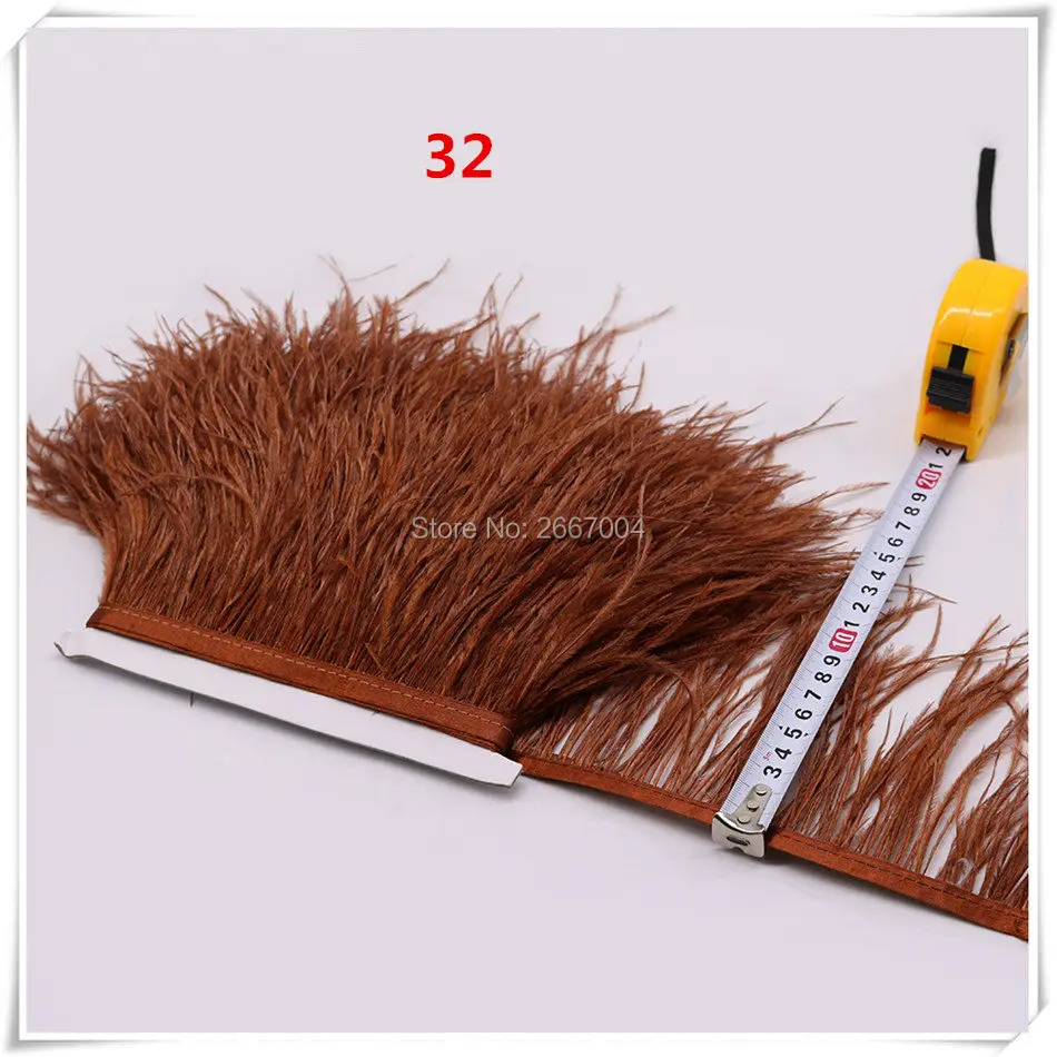 29 red coffee ostrich feather fringe 5_