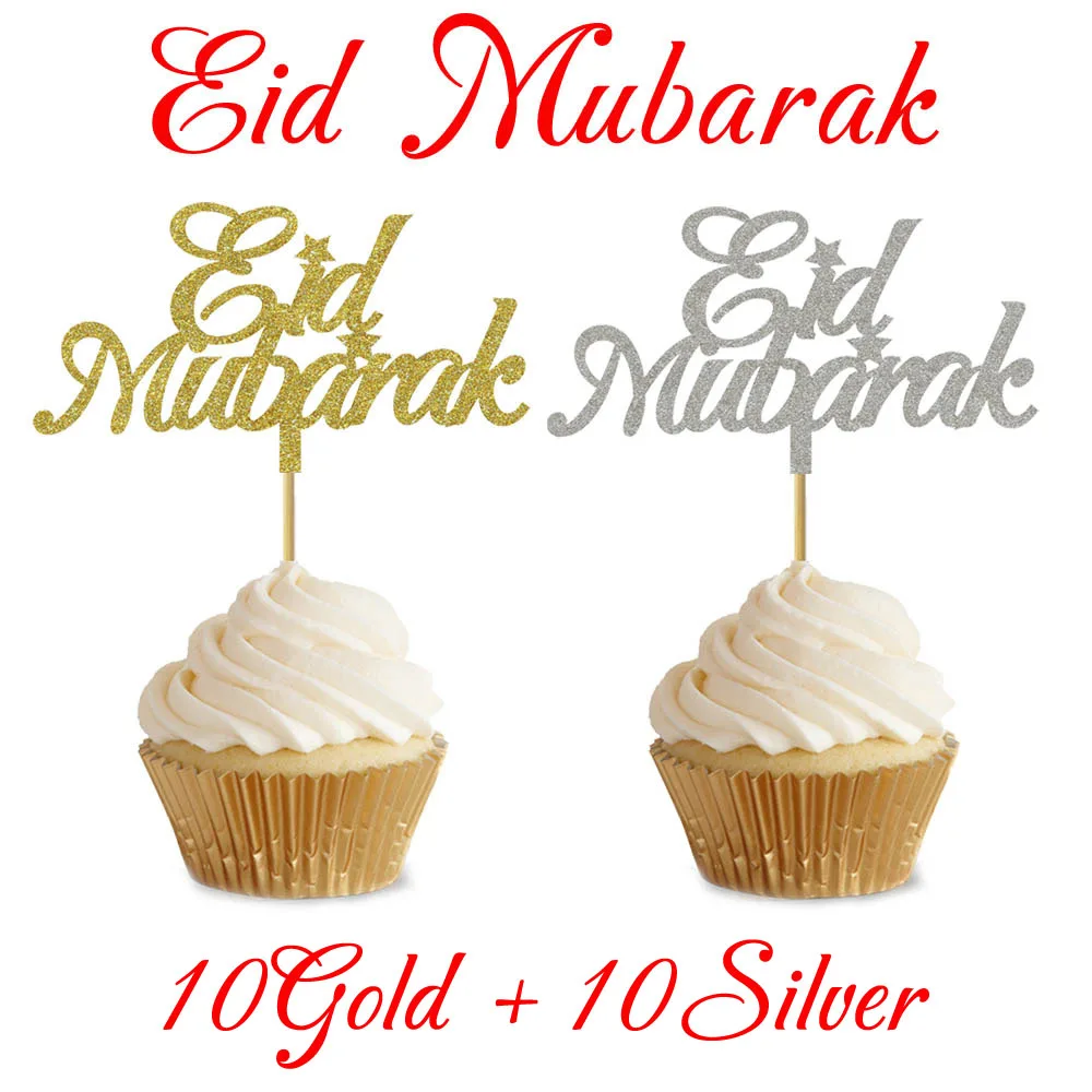 20 шт 3x5 дюймов Eid украшения для кексов Nikkah Mubarak Eid Mubarak Hajj Mubarak Umrah Mubarak украшения для кексов для Eid al-Fitr украшения - Цвет: EID Mubarak