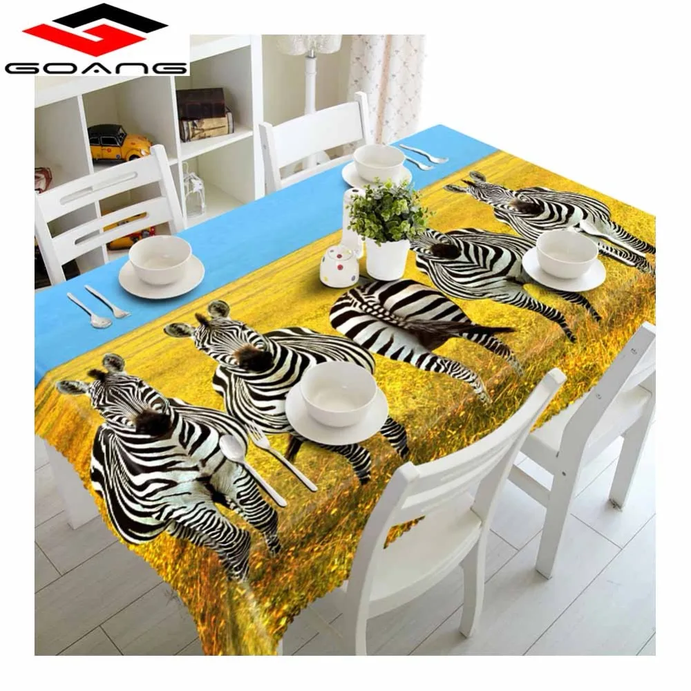 

GOANG 3D Tablecloth Wild Animal Zebra Horse Pattern Waterproof Cloth Thicken Rectangular Table Cover Pastoral Tablecloth Gifts