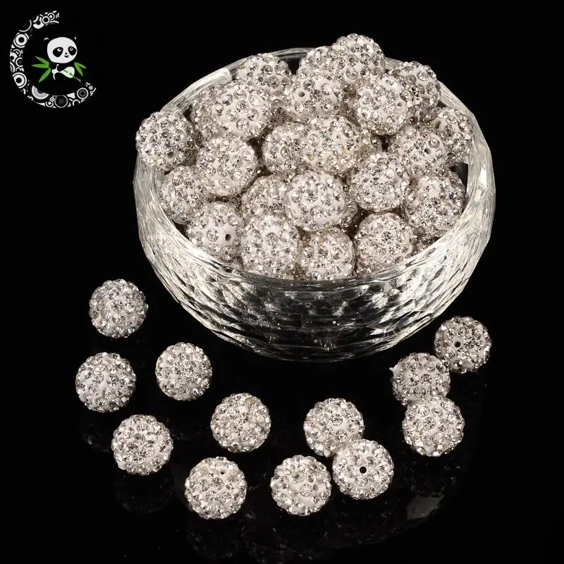 

8mm 10mm Grade A Pave Disco Ball Beads Round Polymer Clay Rhinestone Beads for Jewelry Making DIY ,Hole: 1mm