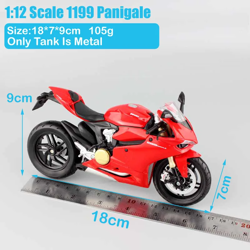 MAISTO Model 1/12 Scale Red Ducati 1199 Panigale Diecast Motorcycle Racing Moto 